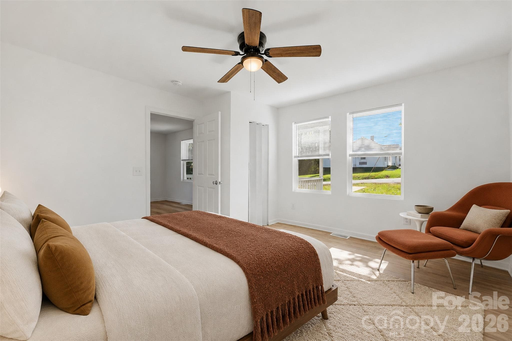 Virtually staged primary bedroom - 2996 1st Avenue NW, Hickory