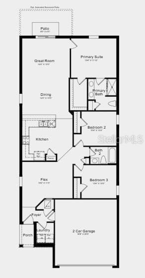 Floor Plan ~ Additional Highlights Include: GE refrigerator, laundry pkg, extended LVP flooring, whole house blinds, and vertical blinds on sliding doors - 12212 WISPY CLOUDS WAY, HUDSON