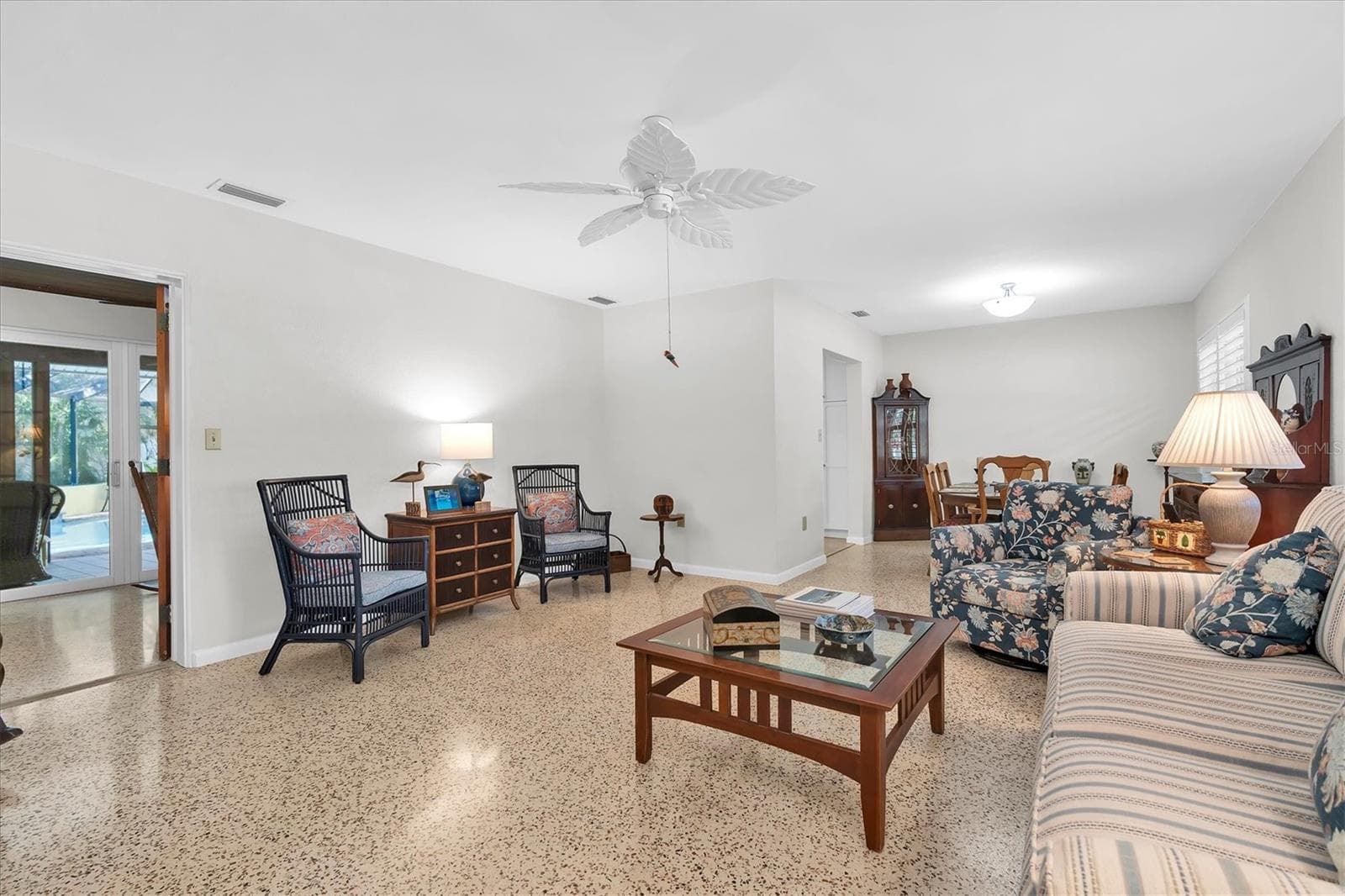 Original terrazzo floors in original part of the home are in excellent condition. - 7106 PALM DR, HOLMES BEACH