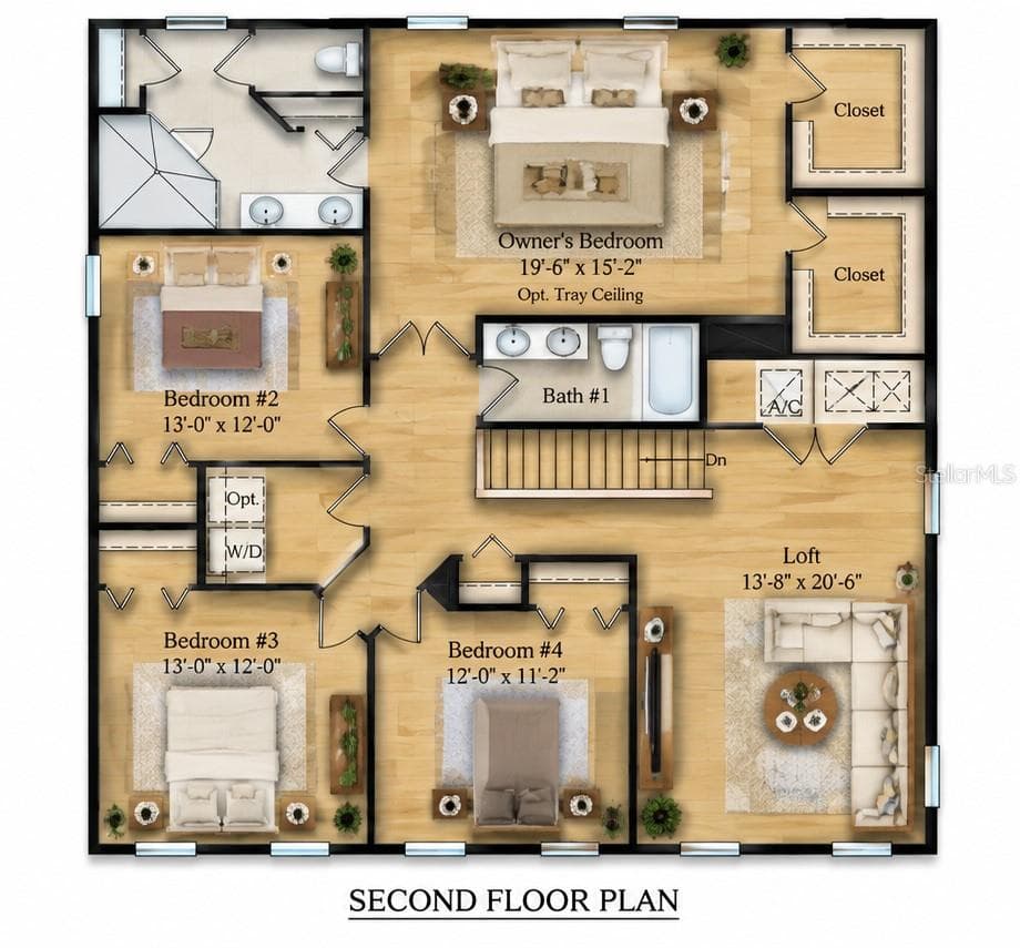 2nd Level Floorplan Furnished - 4375 SILVER CREEK ST, KISSIMMEE