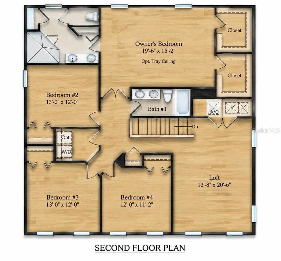 2nd Level Floorplan Un-Furnished - 4375 SILVER CREEK ST, KISSIMMEE