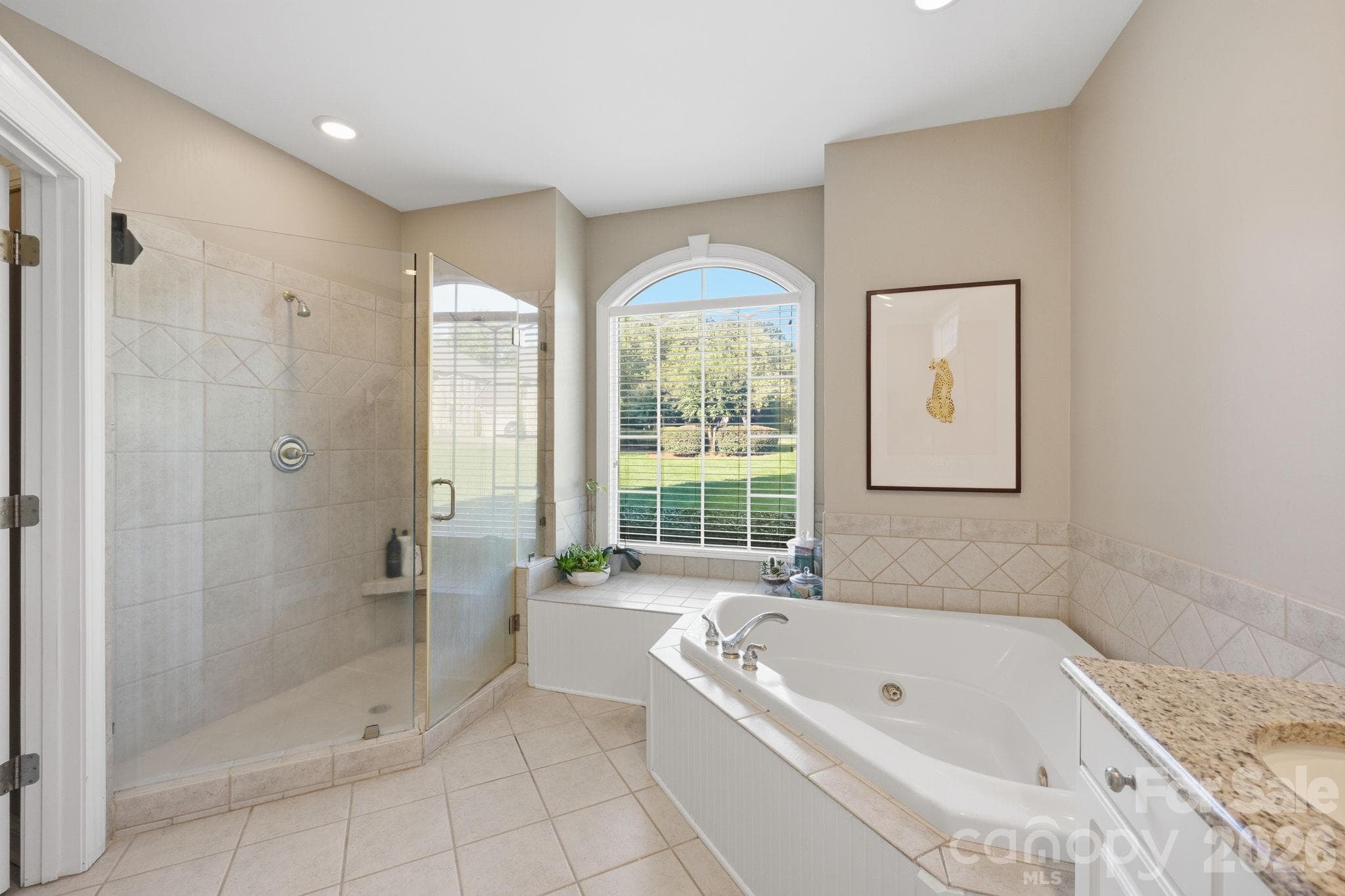 Tiled Shower and Jacuzzi Tub in Primary Bath - 105 Kings Crest Drive, Mooresville