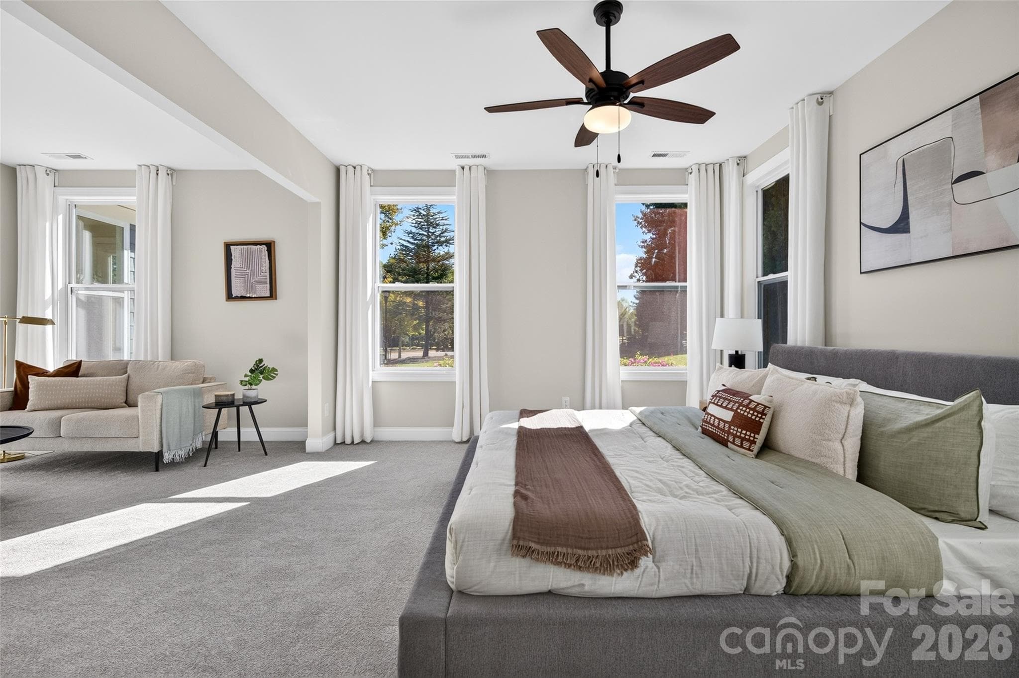 Generous-sized Primary Suite with separate Sitting Area - 8905 Silver Springs Court, Charlotte