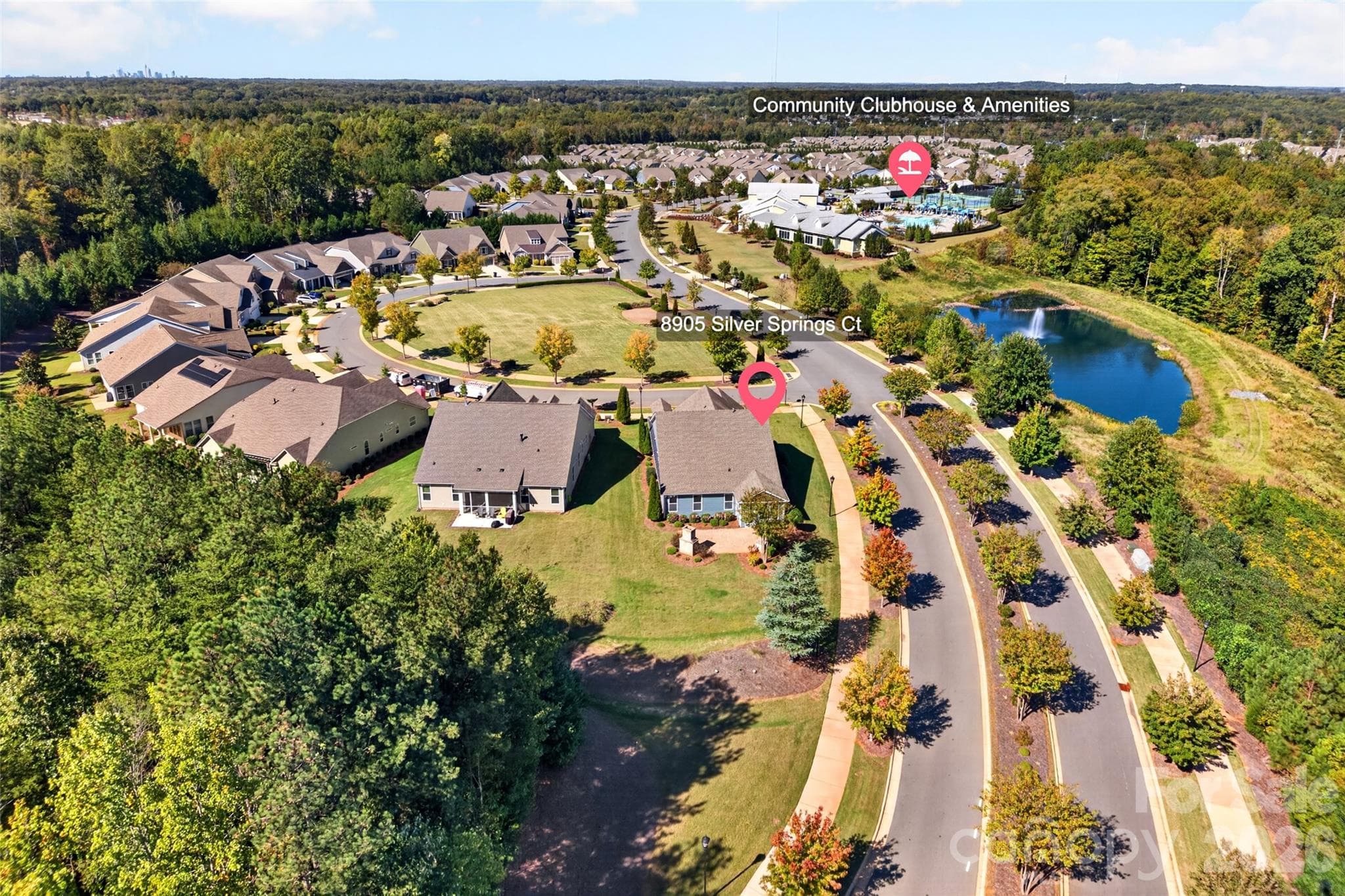 Community Event Lawn in front of this home and close proximity to the community amenities - 8905 Silver Springs Court, Charlotte