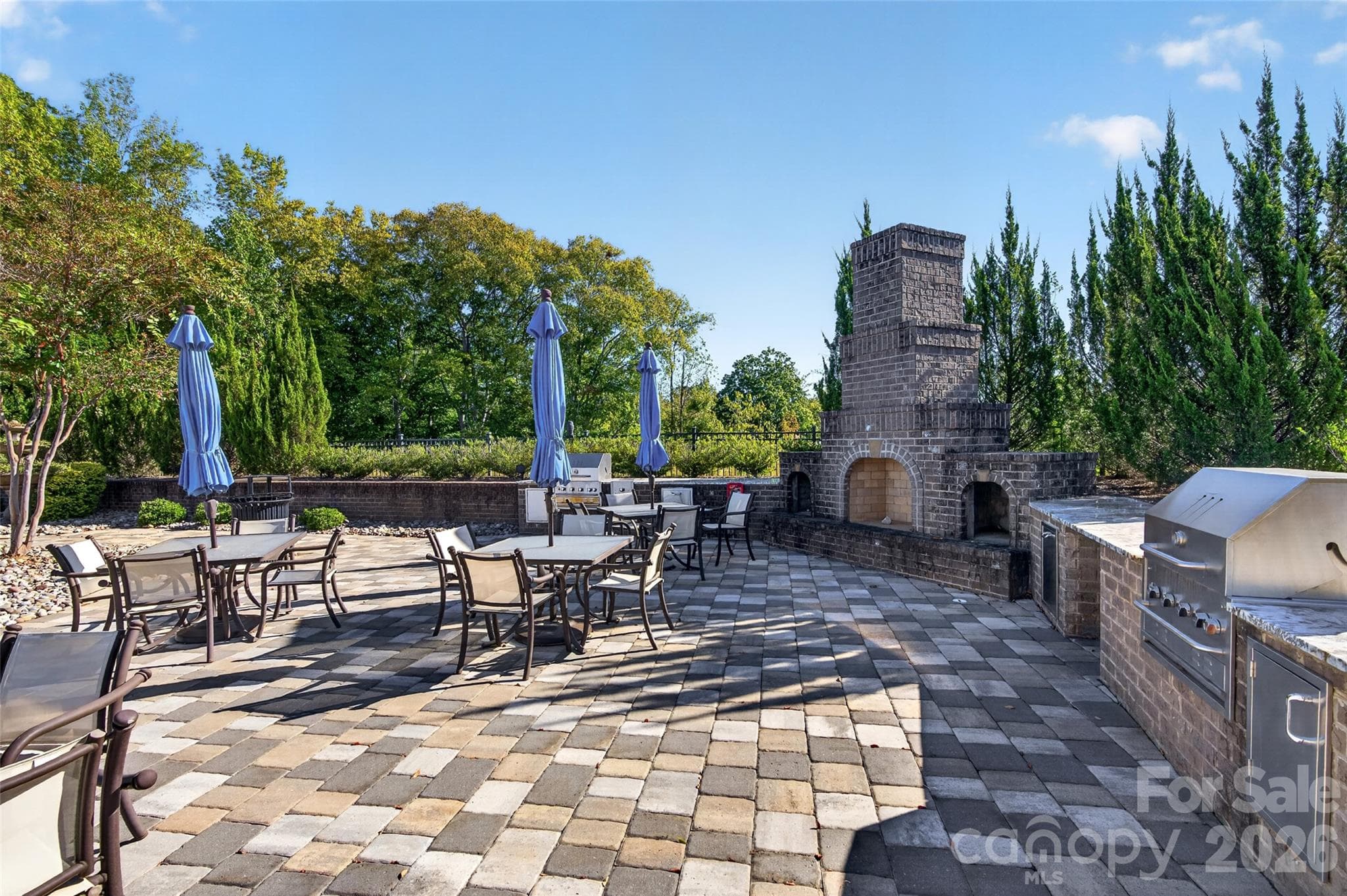 Large Outdoor fireplace - 8905 Silver Springs Court, Charlotte