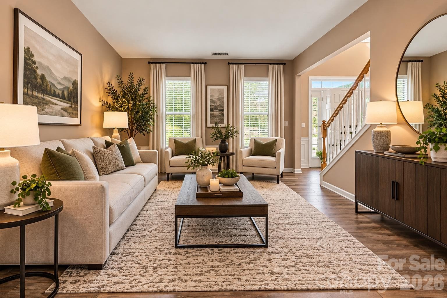 Enhanced Living Room Photo - 9538 Linden Tree Lane, Charlotte