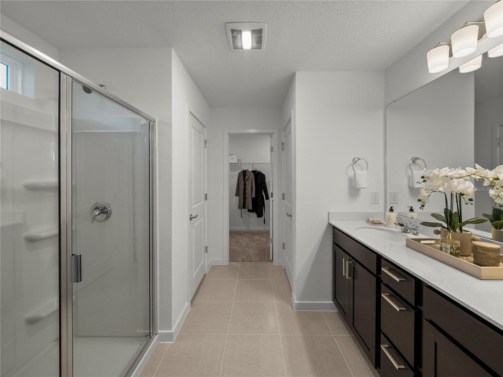 Primary Suite Bath with Dual Sinks, Large Enclosed Walk in Shower - 1076 KISTNA DR, ZEPHYRHILLS