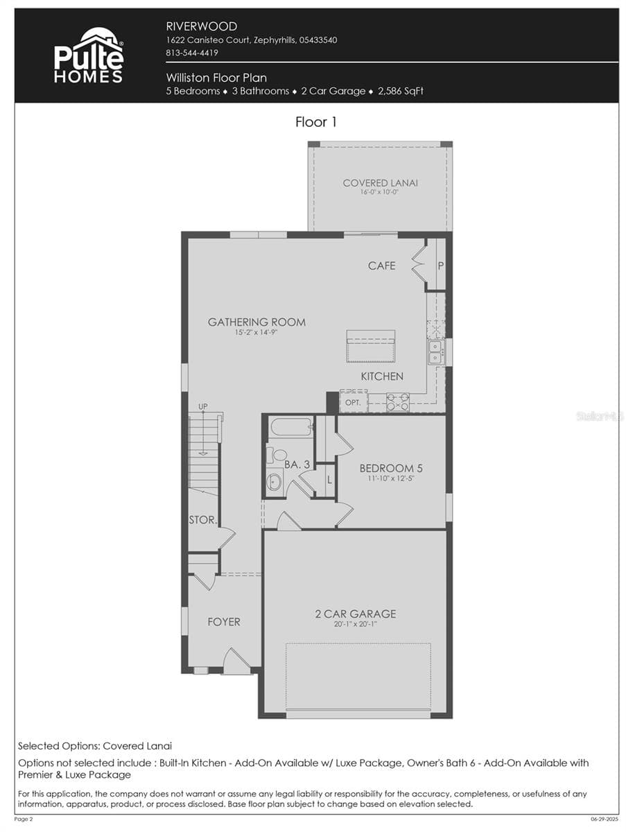 First Level Floor Plan with Existing UpgradLanai - 1076 KISTNA DR, ZEPHYRHILLS