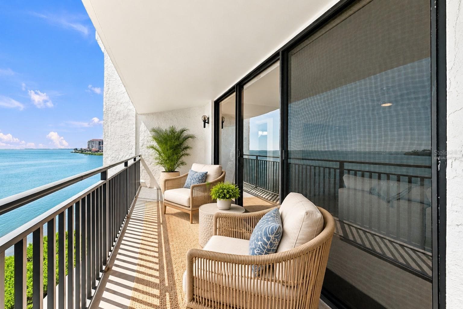 Virtually Staged -Imagine waking up and enjoying your morning coffee on the balcony overlooking the bay with the Skyway Bridge in the background. - 5700 ESCONDIDA BLVD S #401, ST PETERSBURG