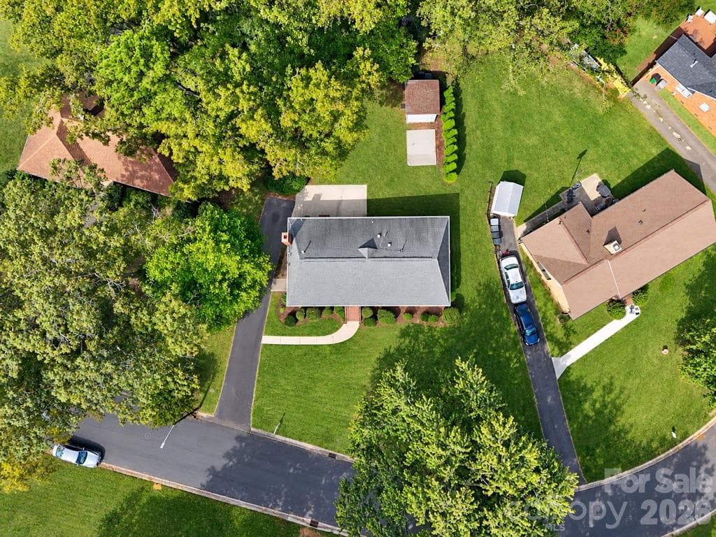 Drone shot of property-0.28 acres - 5724 Telfair Road, Charlotte