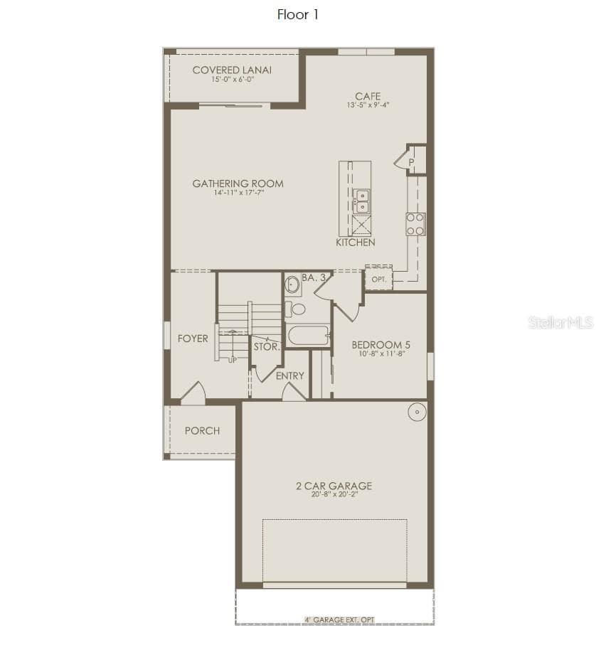 Floor Plan - Floor One - 2514 SERENITY GARDEN DRIVE, KISSIMMEE
