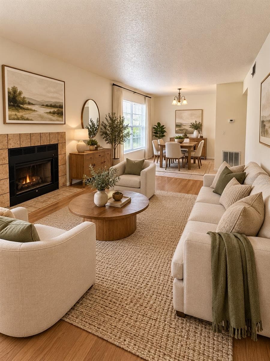 Virtually Staged Living Room - 14417 HANGING MOSS CIR #102, TAMPA