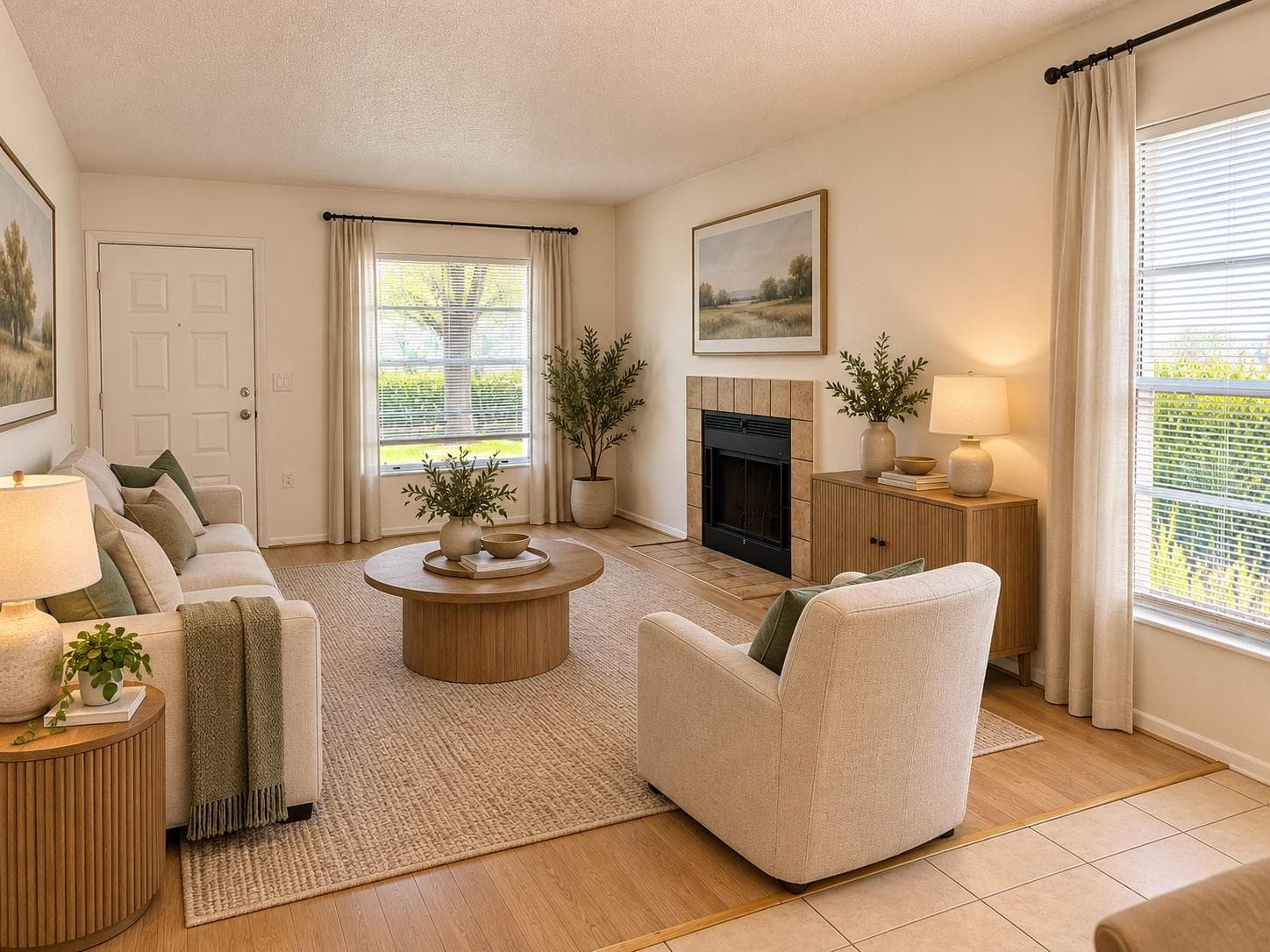Virtually Staged Living Room - 14417 HANGING MOSS CIR #102, TAMPA