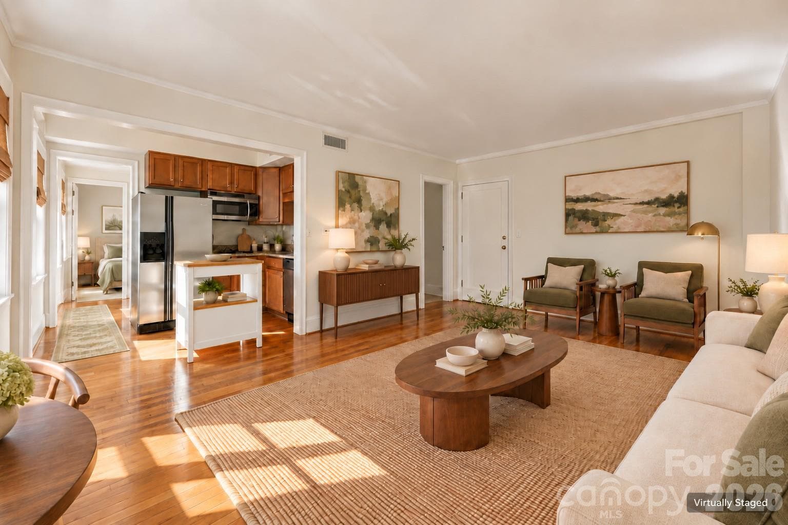 Living Room - Virtually Staged - 712 Louise Avenue, Charlotte