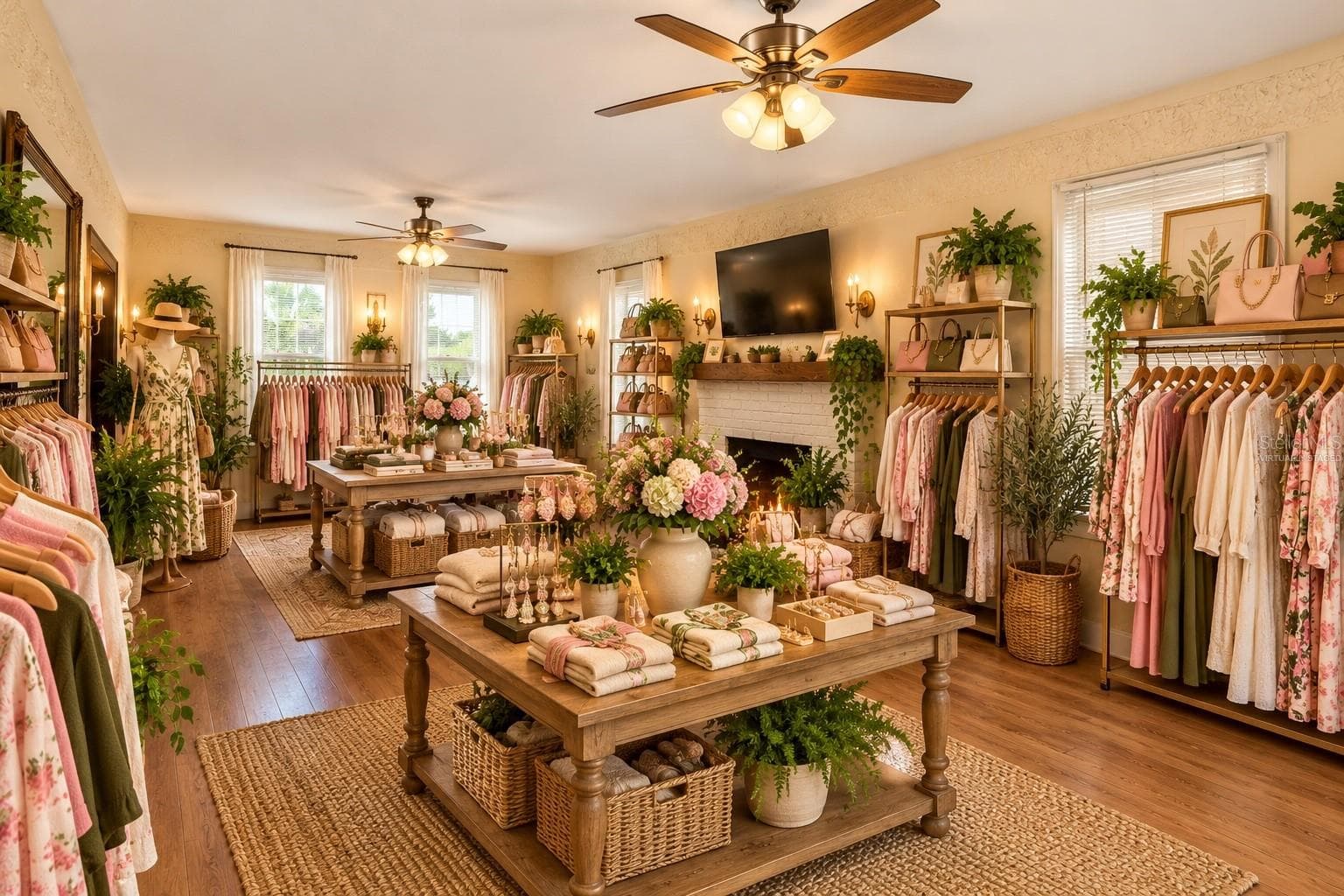 Living room (virtually staged as a boutique) - 1400 FLORIDA AVE, ST CLOUD