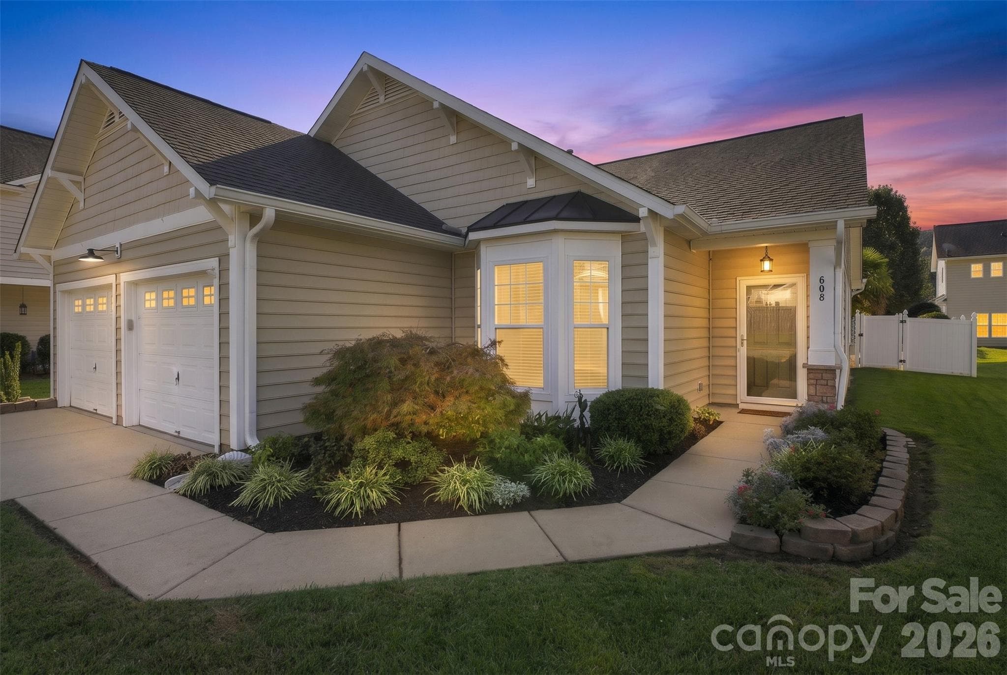 Virtual twilight of the front entry - 608 Goldflower Drive, Rock Hill