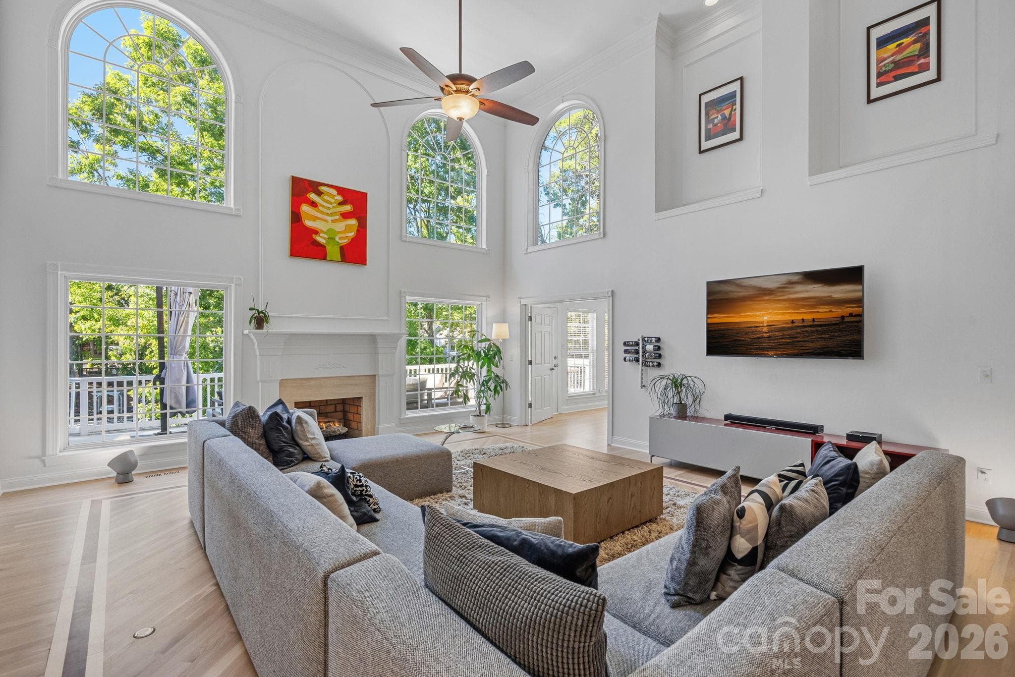 Living room with Cathedral ceilings and loads of light - 148 Sunrise Circle, Mooresville