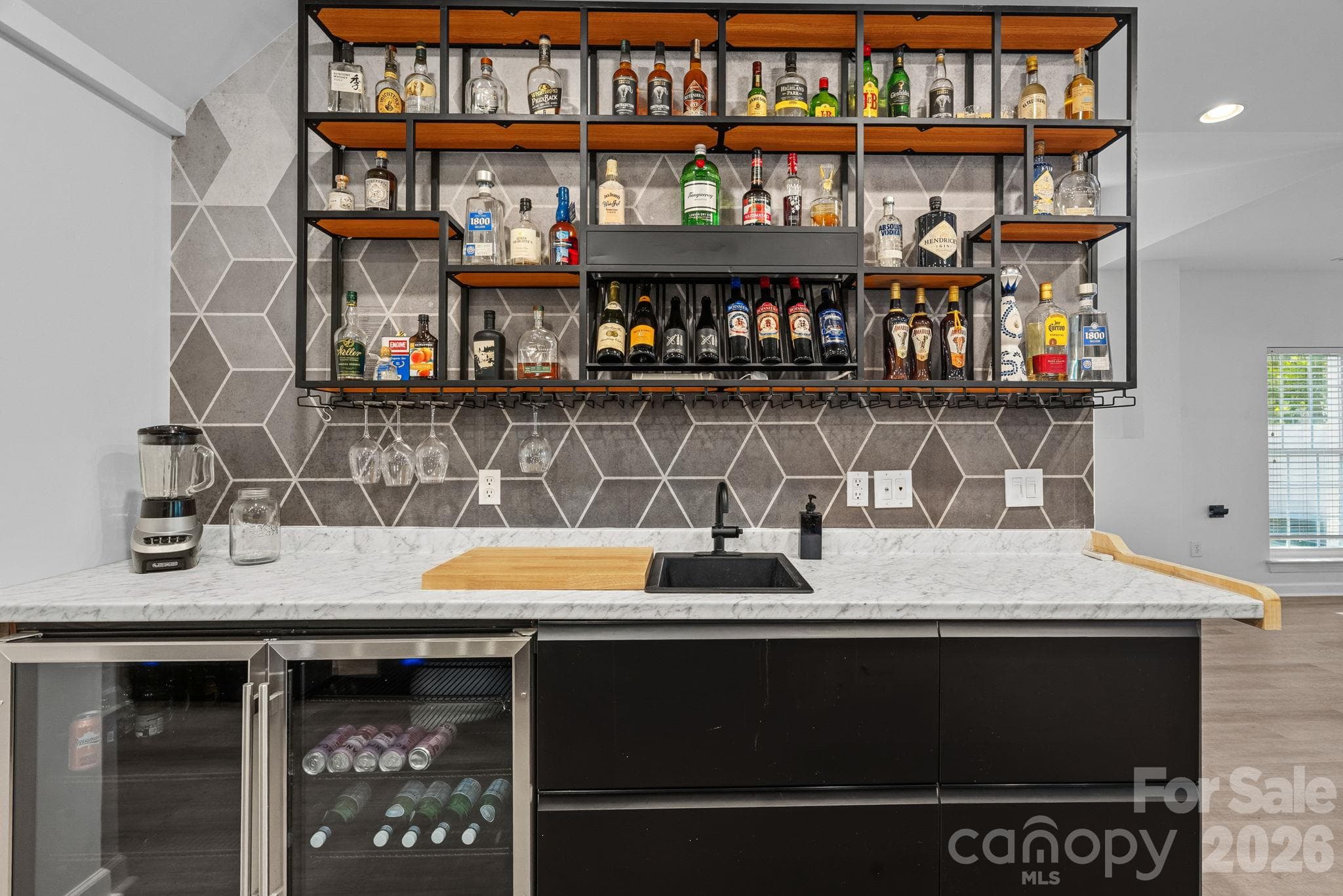 Wet bar with 2 wine fridges - 148 Sunrise Circle, Mooresville