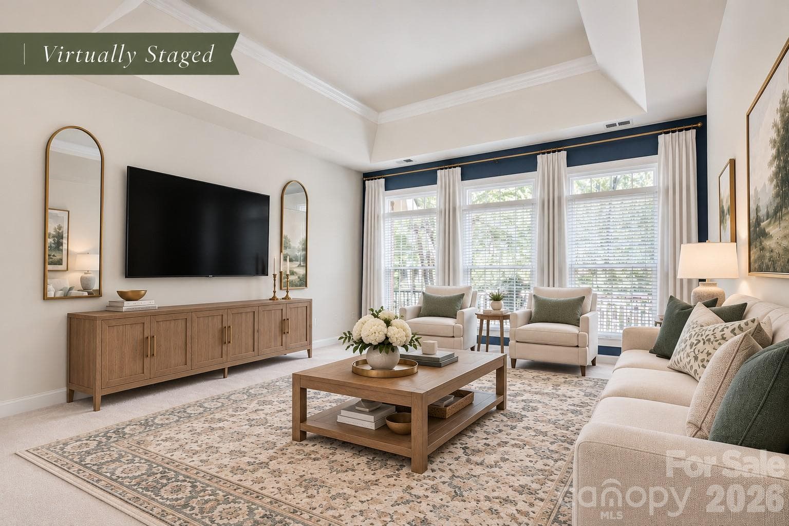 Living room virtually staged - 890 Lyerly Ridge Road NW, Concord