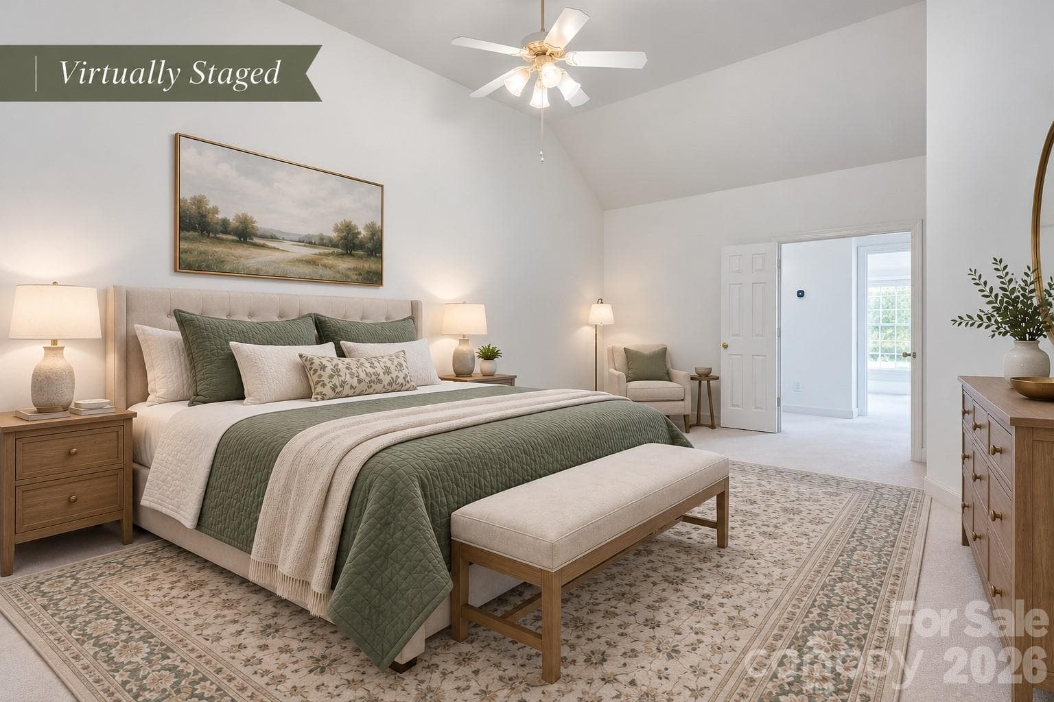 Another view of the primary bedroom staged - 890 Lyerly Ridge Road NW, Concord