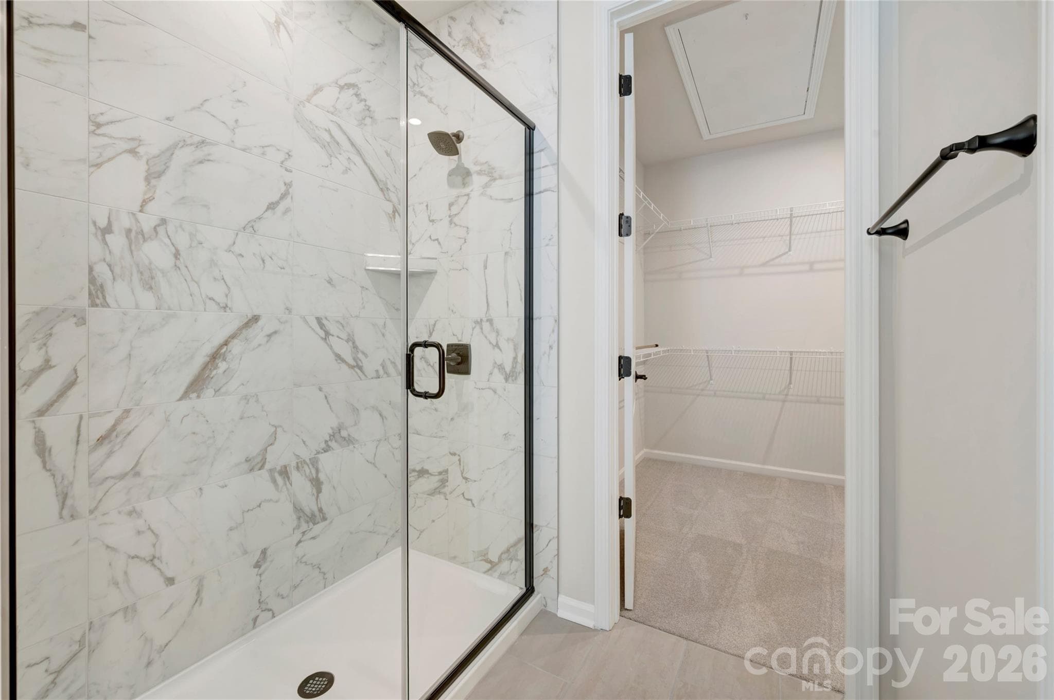 Primary tiled walk-in shower - 707 Bowery Place, Cramerton