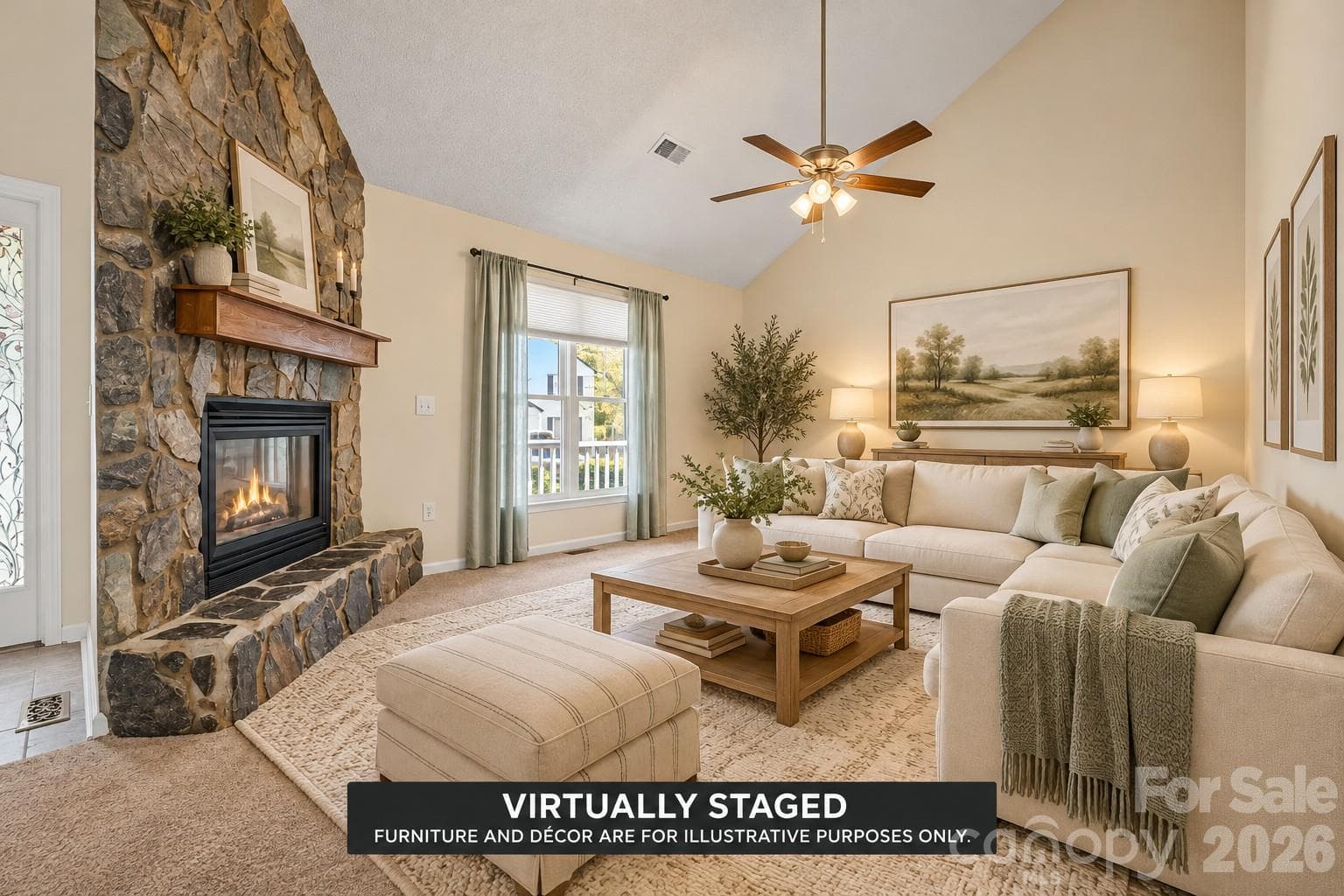 Virtually Staged Living Room - 152 Sea Island Boulevard, Fort Mill