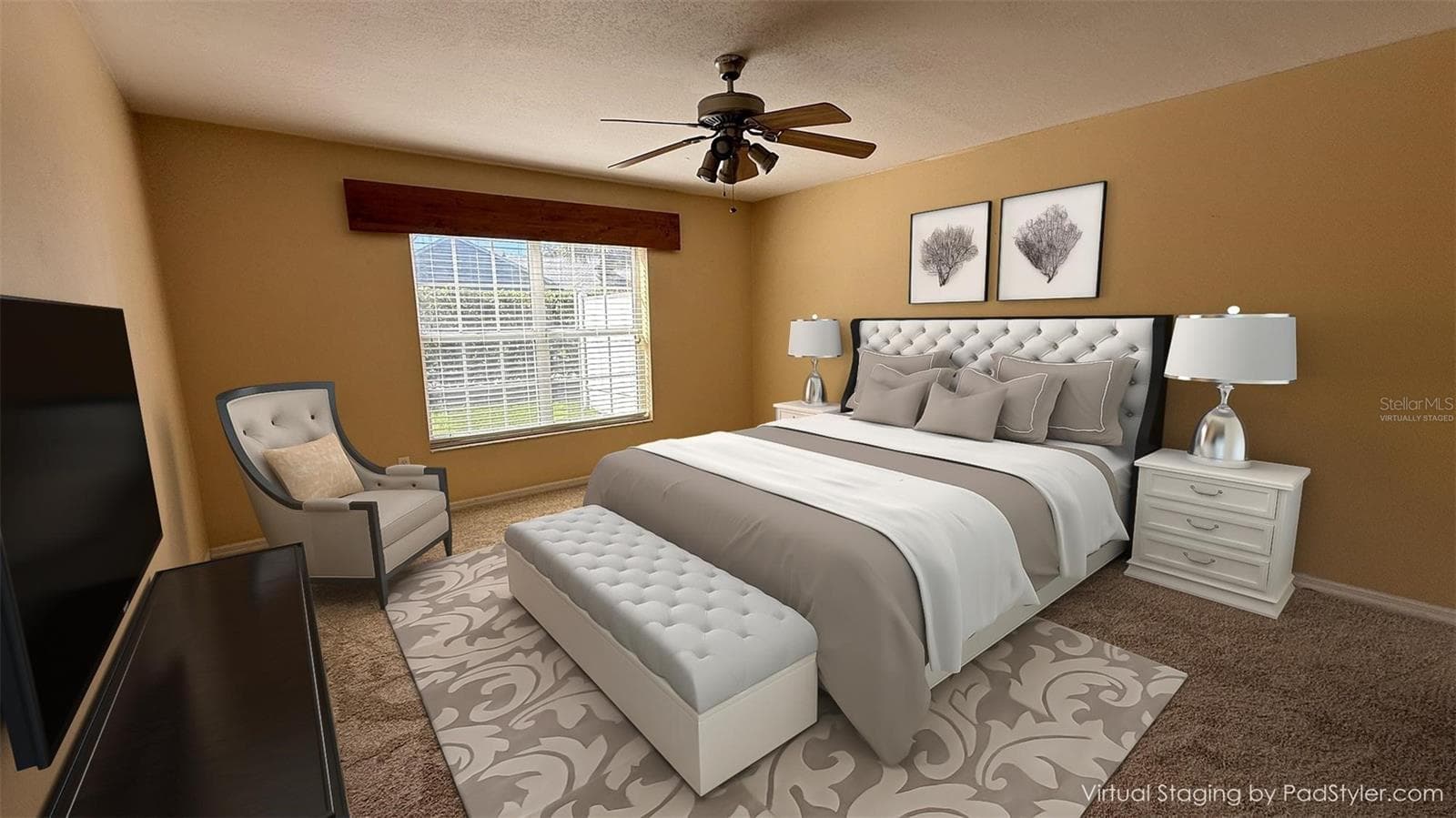 Primary suite, Brand New Carpet. Virtually Staged - 2312 SW 20TH CT, OCALA