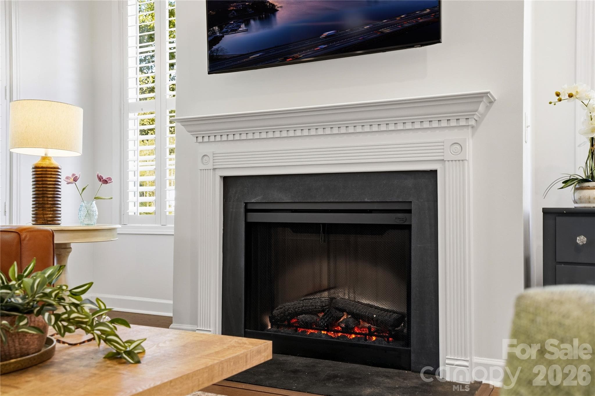 Electric fireplace with mantle - 16918 Summers Walk Boulevard, Davidson