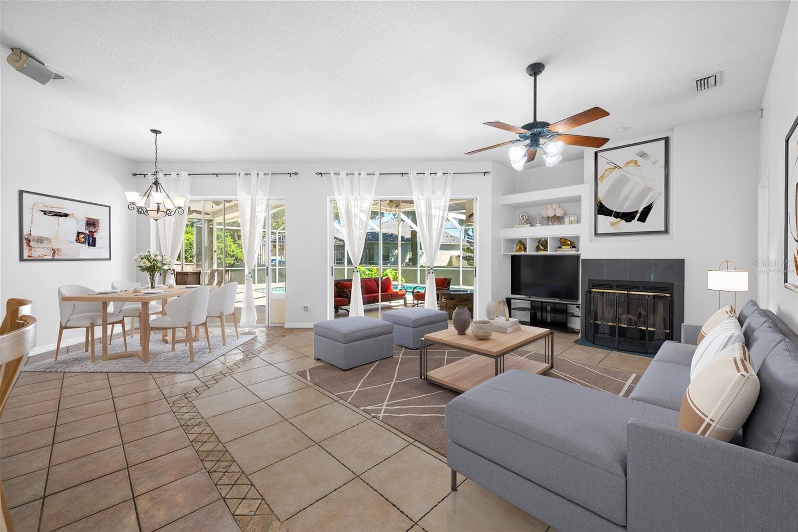 Family Room & Dining Area - VIRTUALLY STAGED - 1648 WOODRIDGE CT, LUTZ