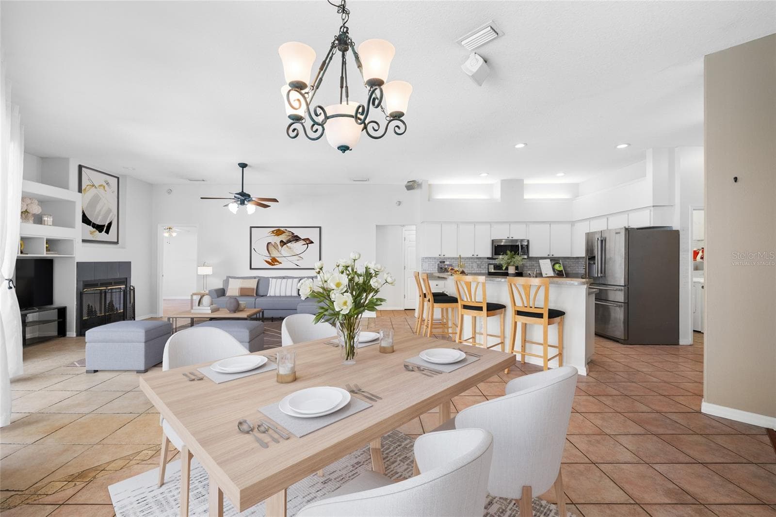 Family Room & Dining Area - VIRTUALLY STAGED - 1648 WOODRIDGE CT, LUTZ