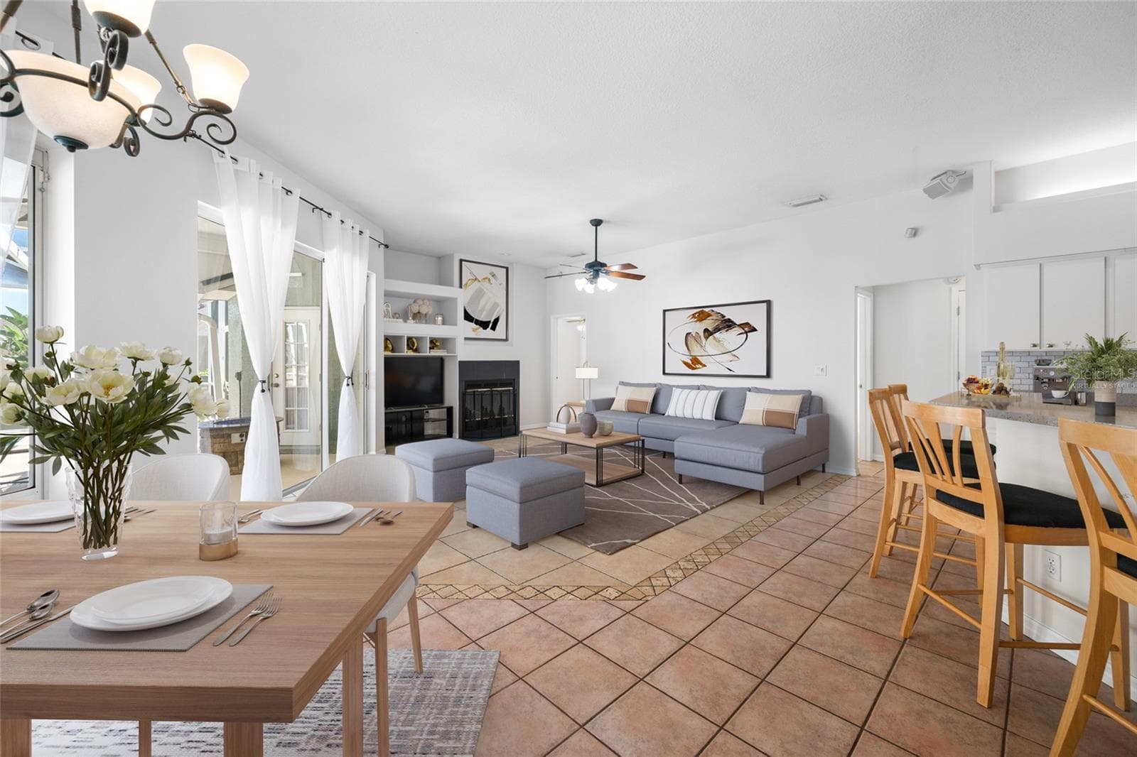 Family Room & Dining Area - VIRTUALLY STAGED - 1648 WOODRIDGE CT, LUTZ
