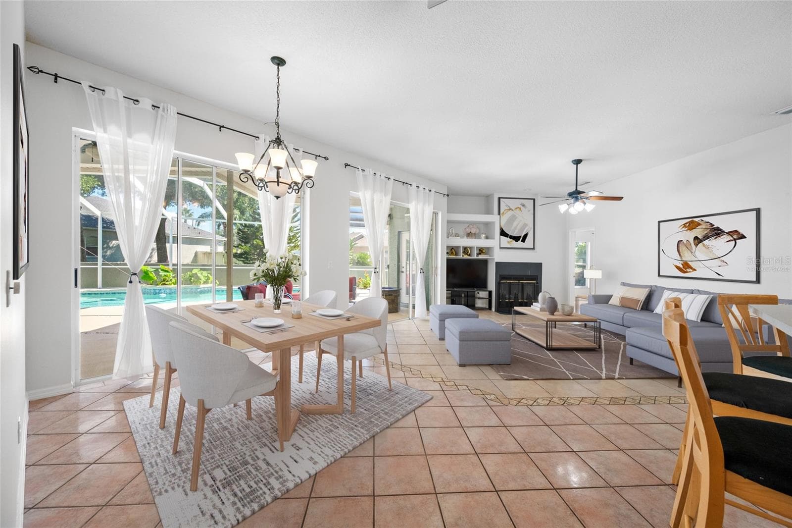 Family Room & Dining Area - VIRTUALLY STAGED - 1648 WOODRIDGE CT, LUTZ