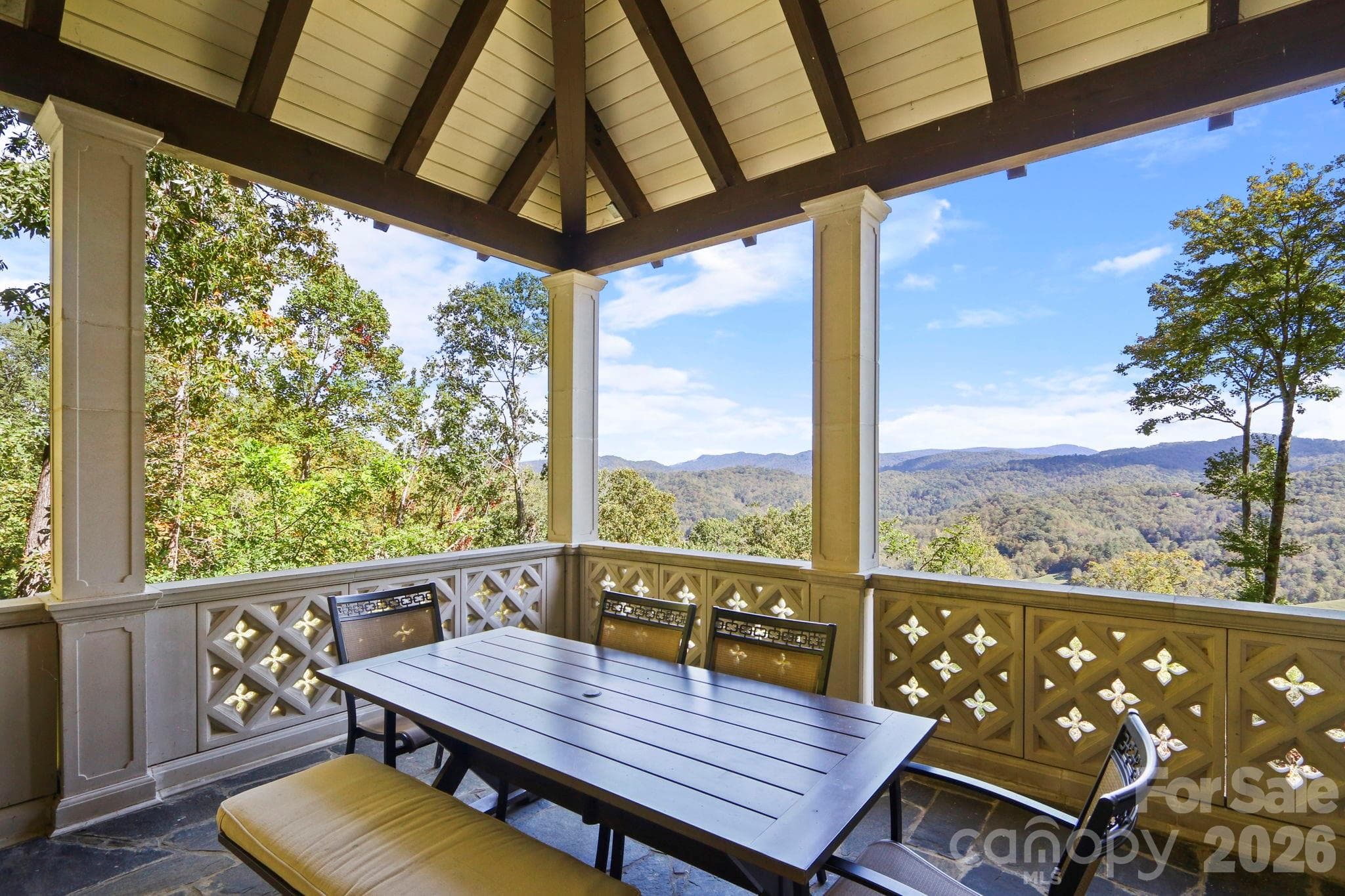 Long-range, layered blue ridge mountain & Valle Crucis pasture views from the patio - 5742 NC Highway 194 None S, Banner Elk