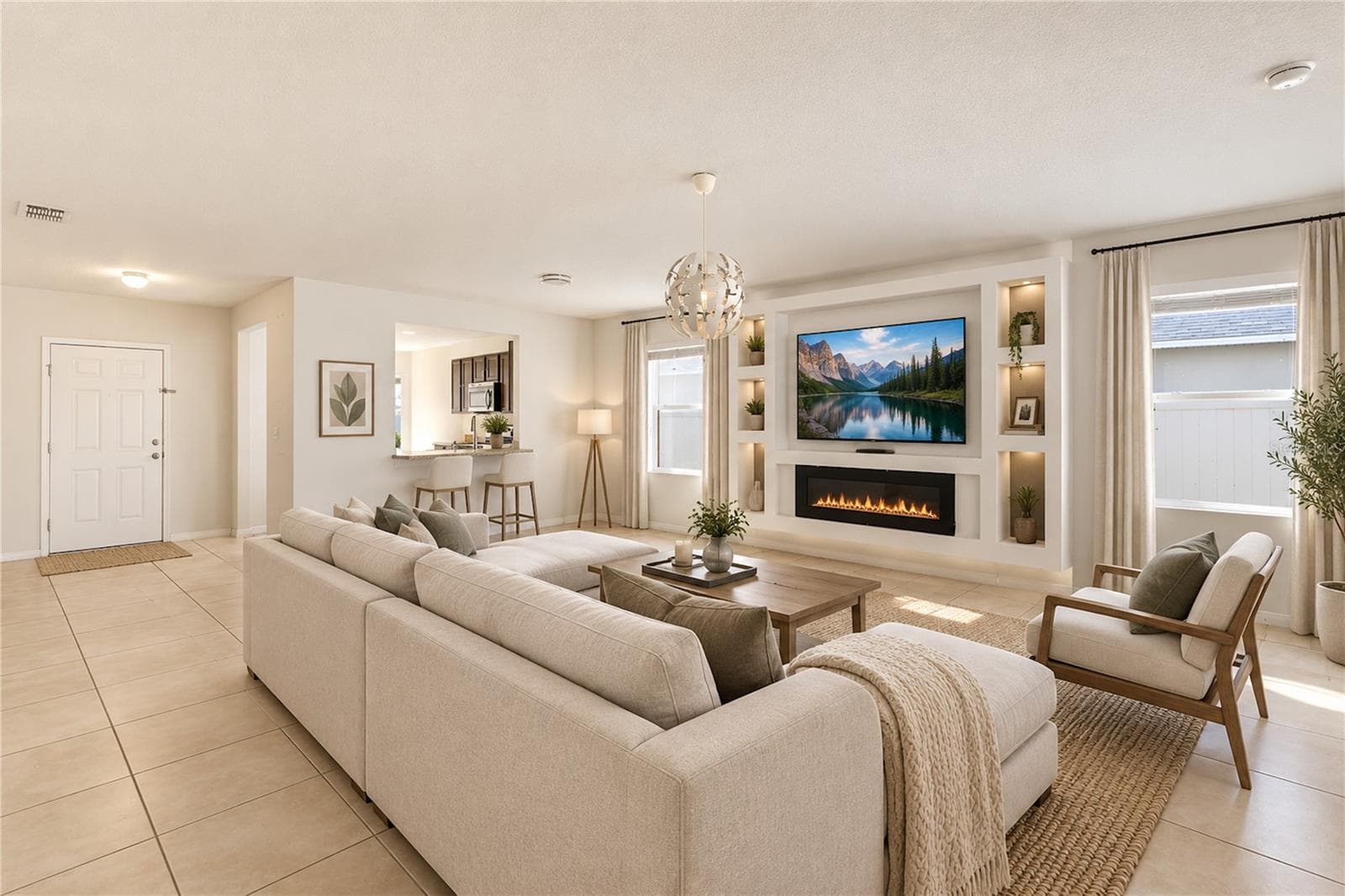 Virtual Staged Living Room - 1085 BRENTON MANOR DR, WINTER HAVEN