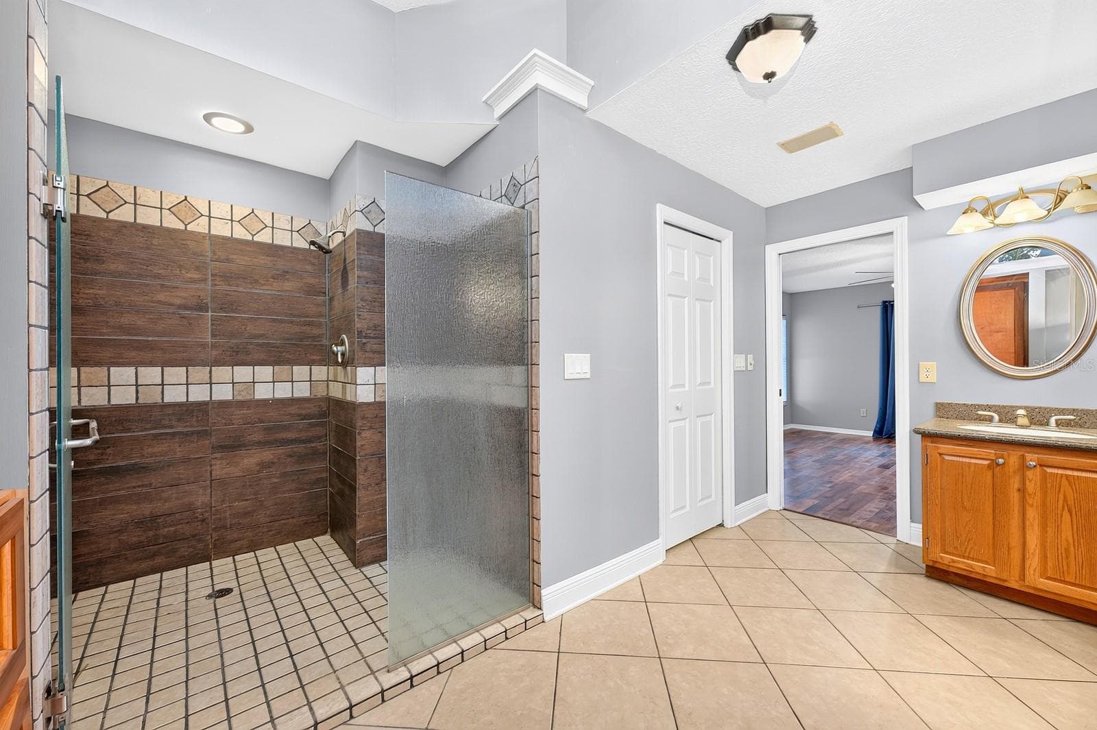Primary en-suite bath - large walk-in shower. - 32919 INDIAN WOODS DR, LEESBURG