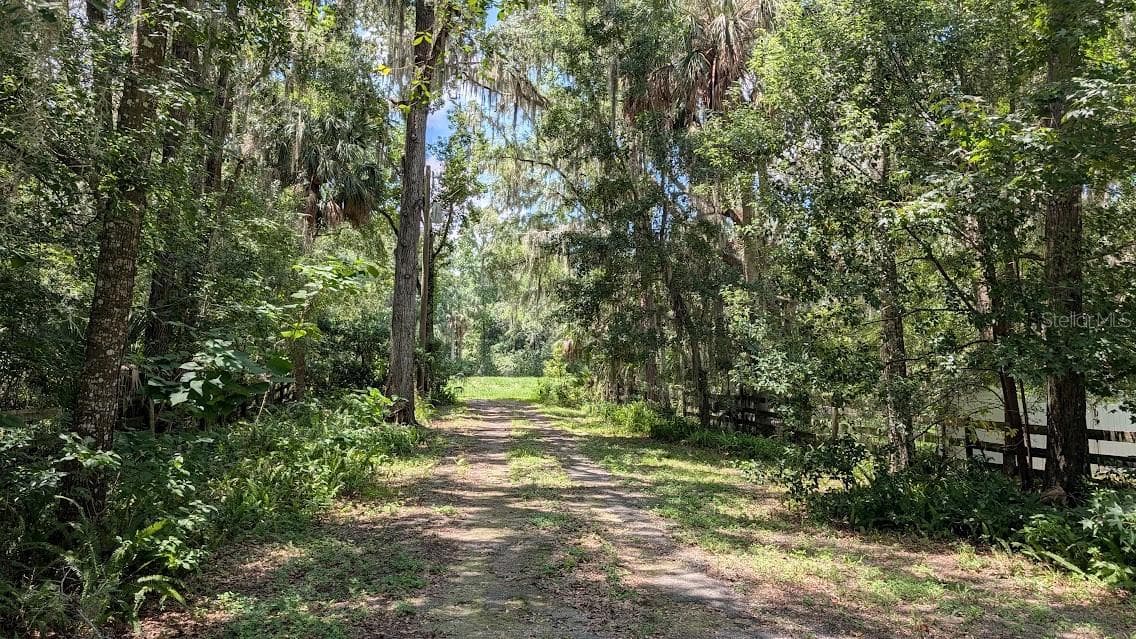 Driveway looking west at the property and the level building site. - 4040 SW 7TH AVENUE RD, OCALA