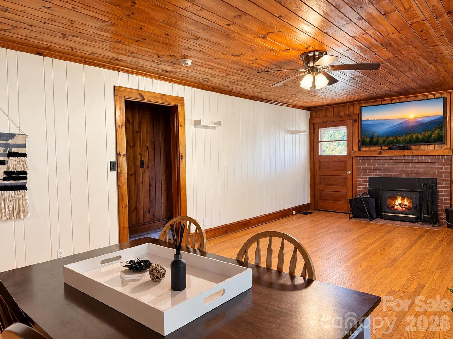 Dining/living area*enhanced with fire & tv screen saver - 683 McDaniel Road, Lake Lure