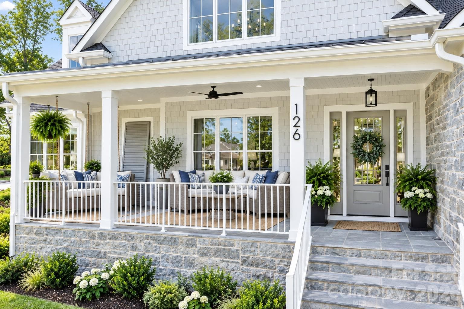 Virtually staged porch shows how welcoming this area can be! - 126 Manorly Lane, Mooresville