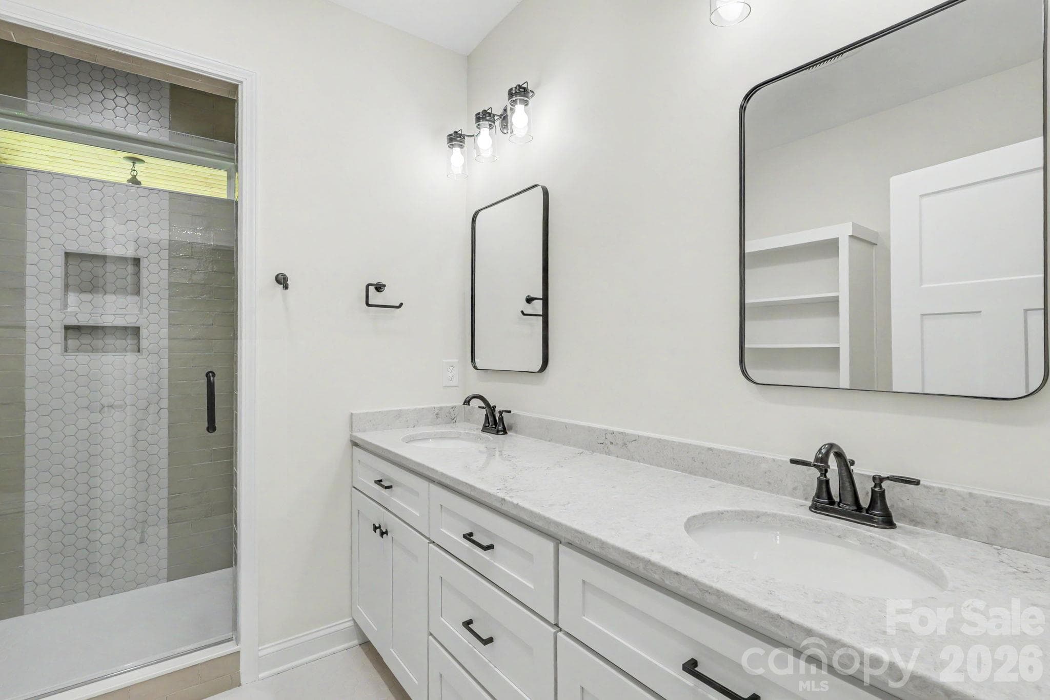 Primary bathroom custom tile shower - 2121 Woodhurst Lane, Albemarle