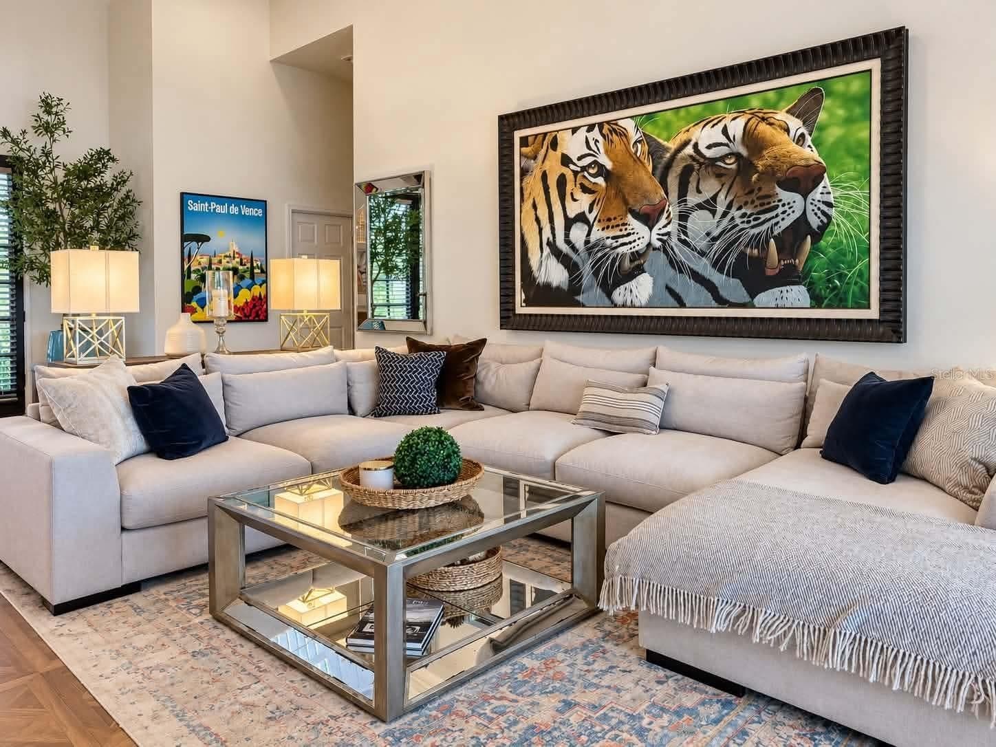 Living Room with cathedral ceilings and lake views - 972 OAKPOINT CIR, APOPKA