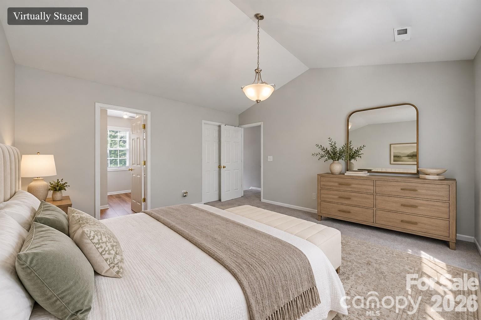 Virtually Staged Master Bedroom - 2604 Cochrane Drive, Charlotte