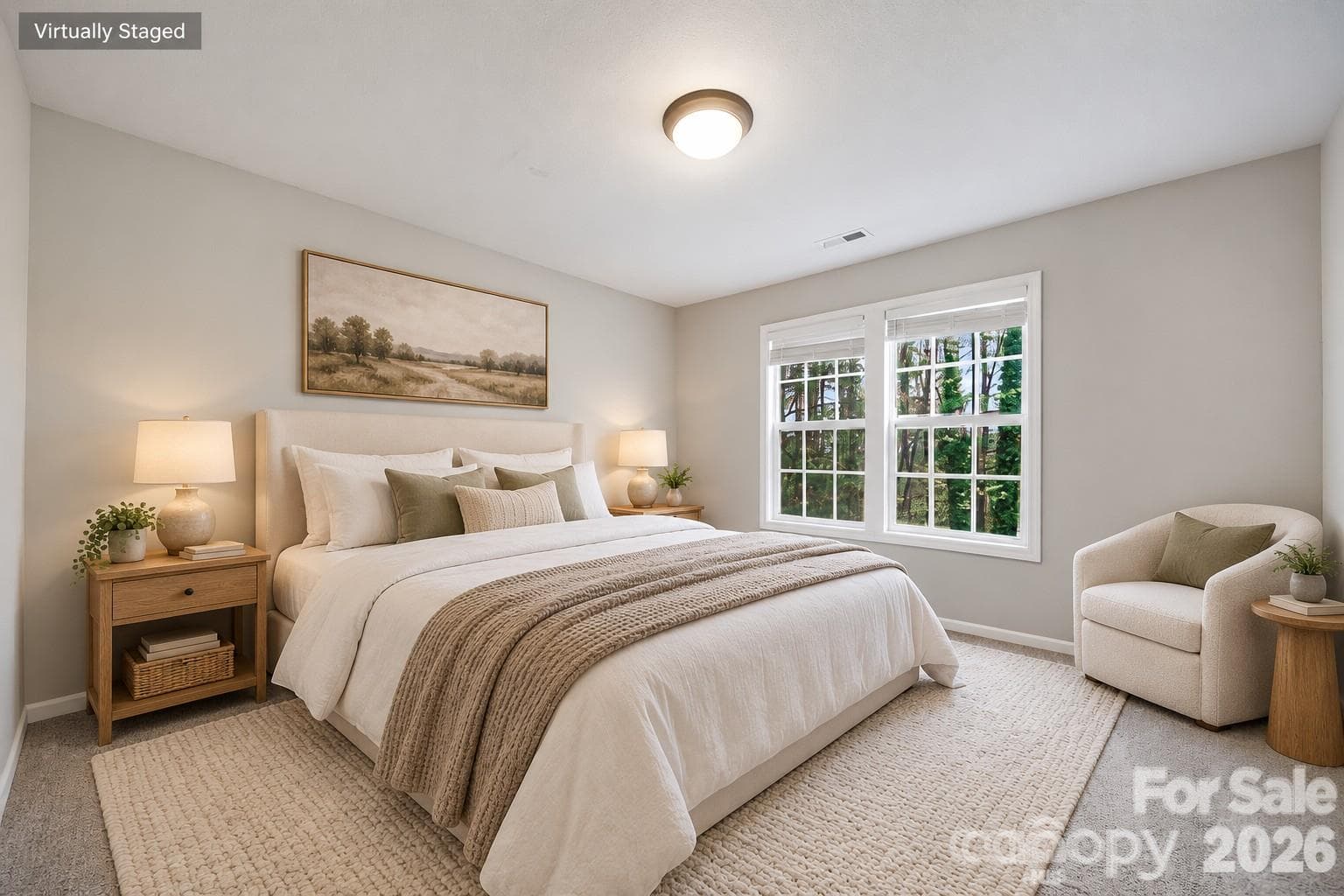 Virtually Staged Master Bedroom3 - 2604 Cochrane Drive, Charlotte