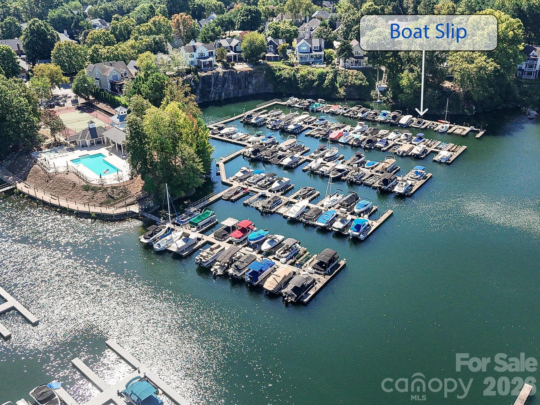 Aerial view of boat slip # 121 location. - 19706 Valiant Way, Cornelius