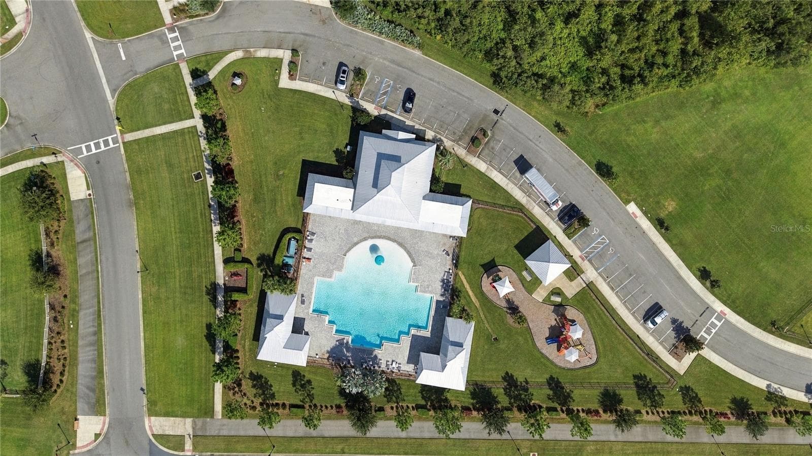 Direct View of Pool Area from Drone - 17973 DAIRY FARM CT, LAND O LAKES