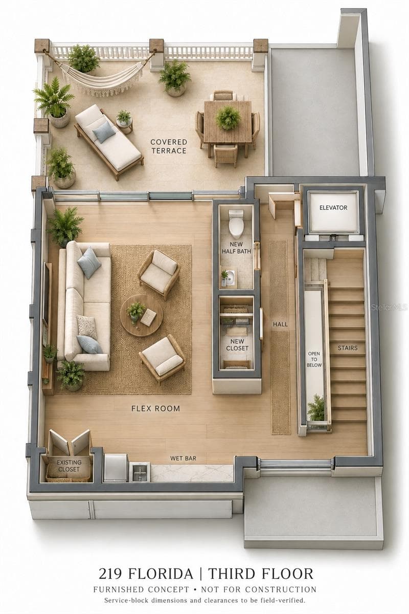 Architectural rendering for illustrative purposes only. Home is under construction. Final design, materials, finishes, and features may vary. - 219 FLORIDA AVE, NEW SMYRNA BEACH