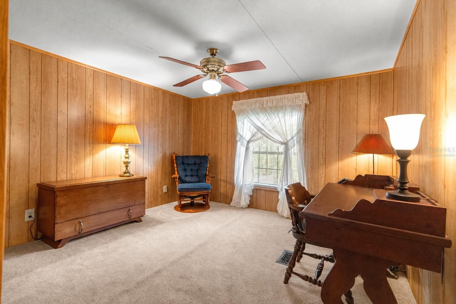 #1 · Bedroom three, currently used as a music room. Virtually staged—personal items digitally removed. - 7434 E CABIN LN, INVERNESS