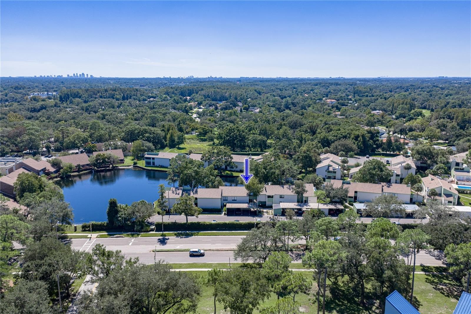 Arial View of Unit and Lake - 4106 PINELAKE LN #101, TAMPA