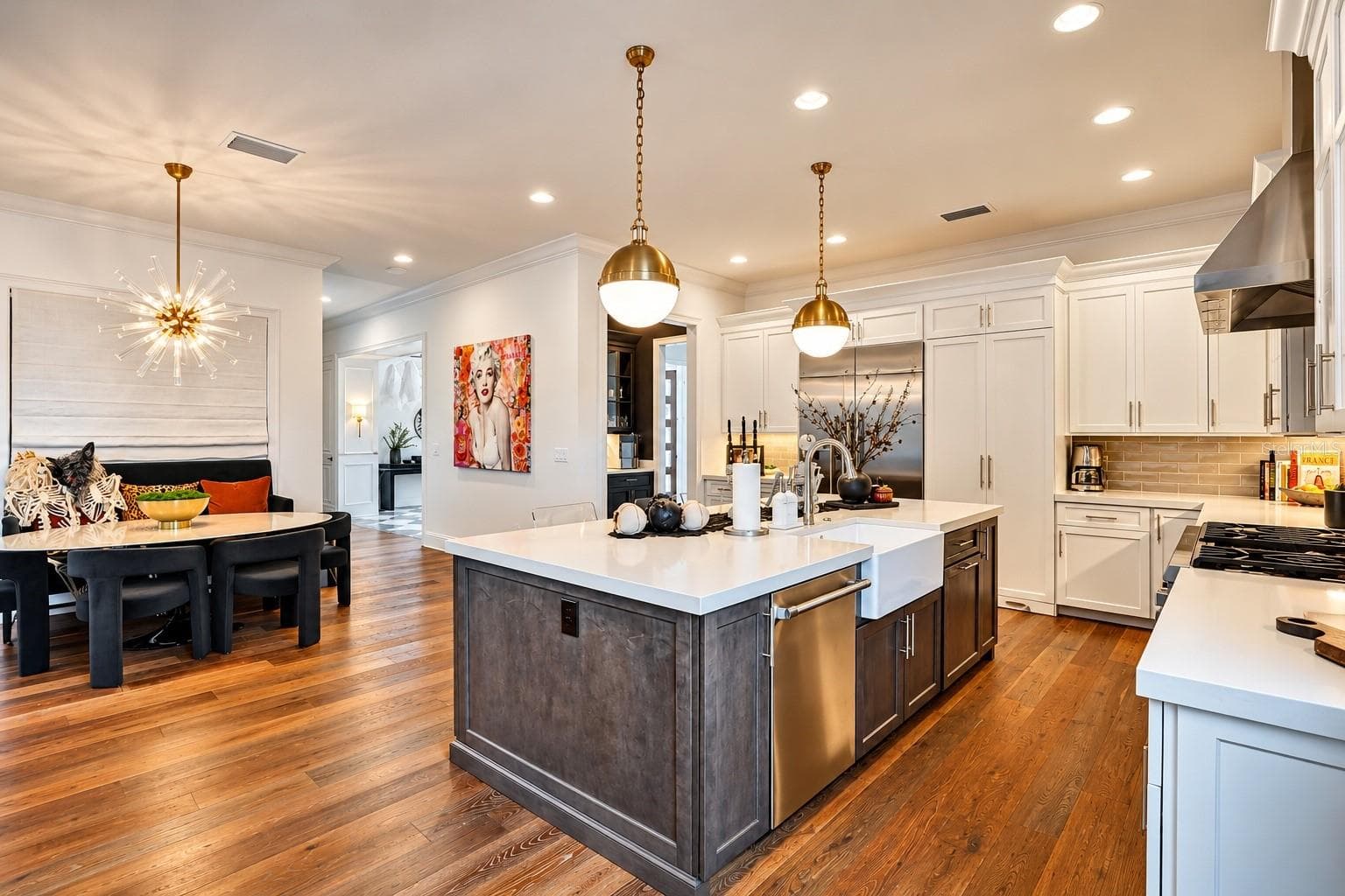 Kitchen -hidden walk-in pantry doors next to refrigerator - 4807 W LONGFELLOW AVE, TAMPA