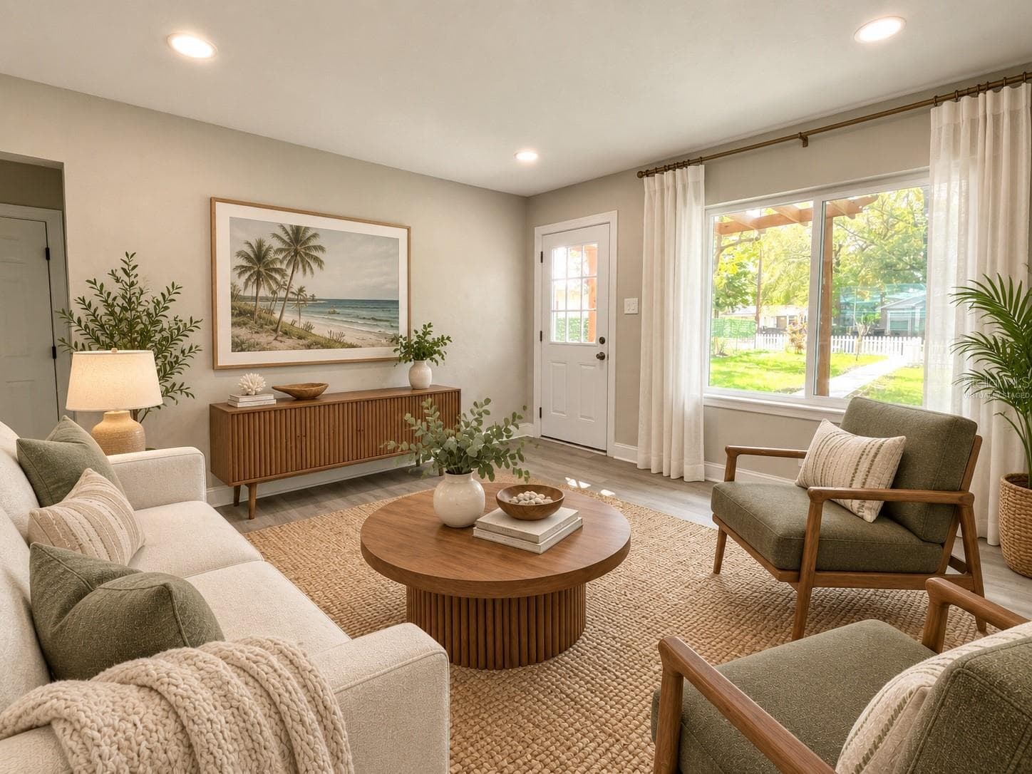 Virtually Staged_Living Room Facing Door - 2102 E CARACAS ST, TAMPA