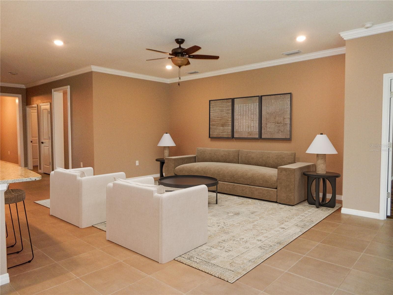 Virtually Staged Living Room - 13413 GOLDEN LIME AVE, SPRING HILL